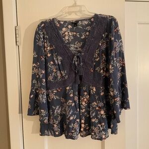 Torrid Blue Floral V Neck
